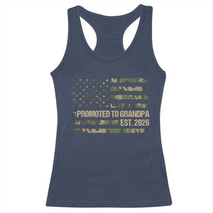 Promoted To Grandpa Est. 2026 Racerback Tank Top Retro Camo American Flag TS10 Navy Print Your Wear