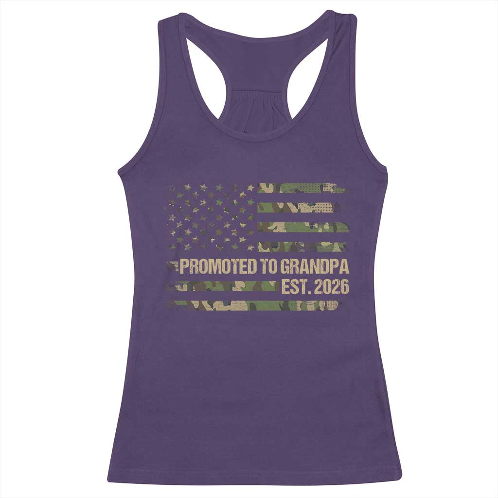 Promoted To Grandpa Est. 2026 Racerback Tank Top Retro Camo American Flag TS10 Purple Print Your Wear