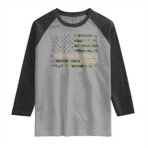 Promoted To Grandpa Est. 2026 Raglan Shirt Retro Camo American Flag TS10 Sport Gray Black Print Your Wear