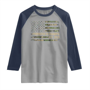 Promoted To Grandpa Est. 2026 Raglan Shirt Retro Camo American Flag TS10 Sport Gray Navy Print Your Wear