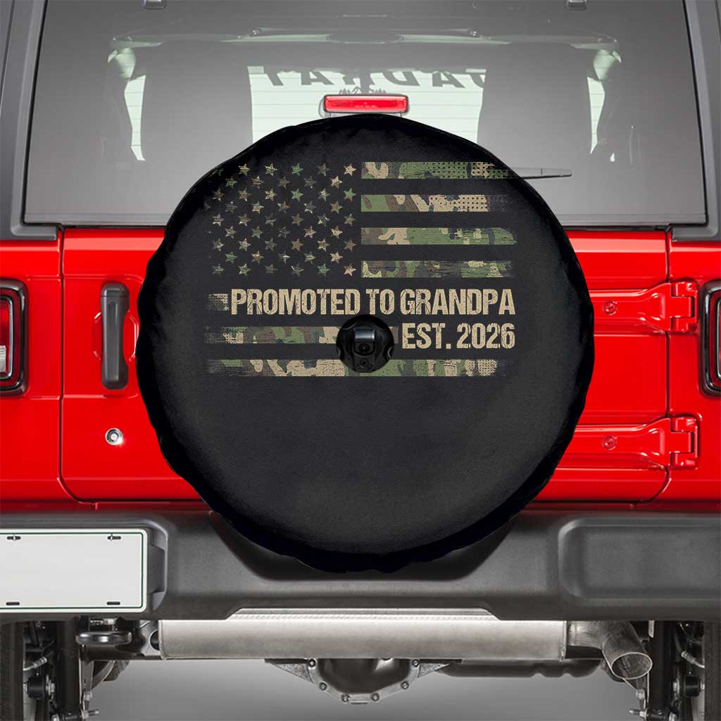 Promoted To Grandpa Est. 2026 Spare Tire Cover Retro Camo American Flag TS10 Black Print Your Wear