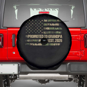 Promoted To Grandpa Est. 2026 Spare Tire Cover Retro Camo American Flag TS10 Black Print Your Wear