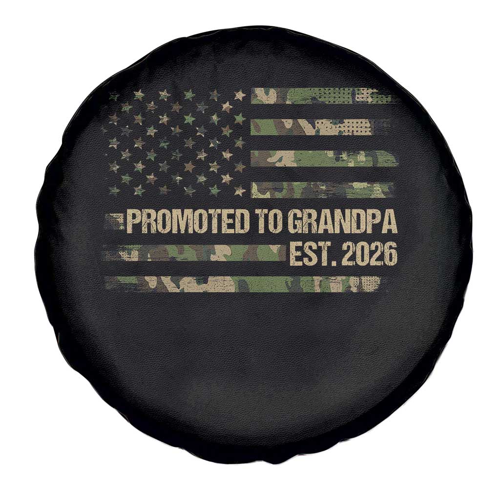 Promoted To Grandpa Est. 2026 Spare Tire Cover Retro Camo American Flag TS10 Print Your Wear