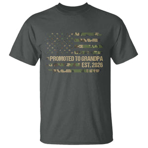 Promoted To Grandpa Est 2026 T Shirt - Retro Camo American Flag New Grandpa Gift Tee TS10 Dark Heather Print Your Wear