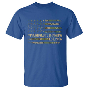 Promoted To Grandpa Est 2026 T Shirt - Retro Camo American Flag New Grandpa Gift Tee TS10 Royal Blue Print Your Wear