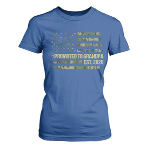Promoted To Grandpa Est. 2026 T Shirt For Women Retro Camo American Flag TS10 Royal Blue Print Your Wear