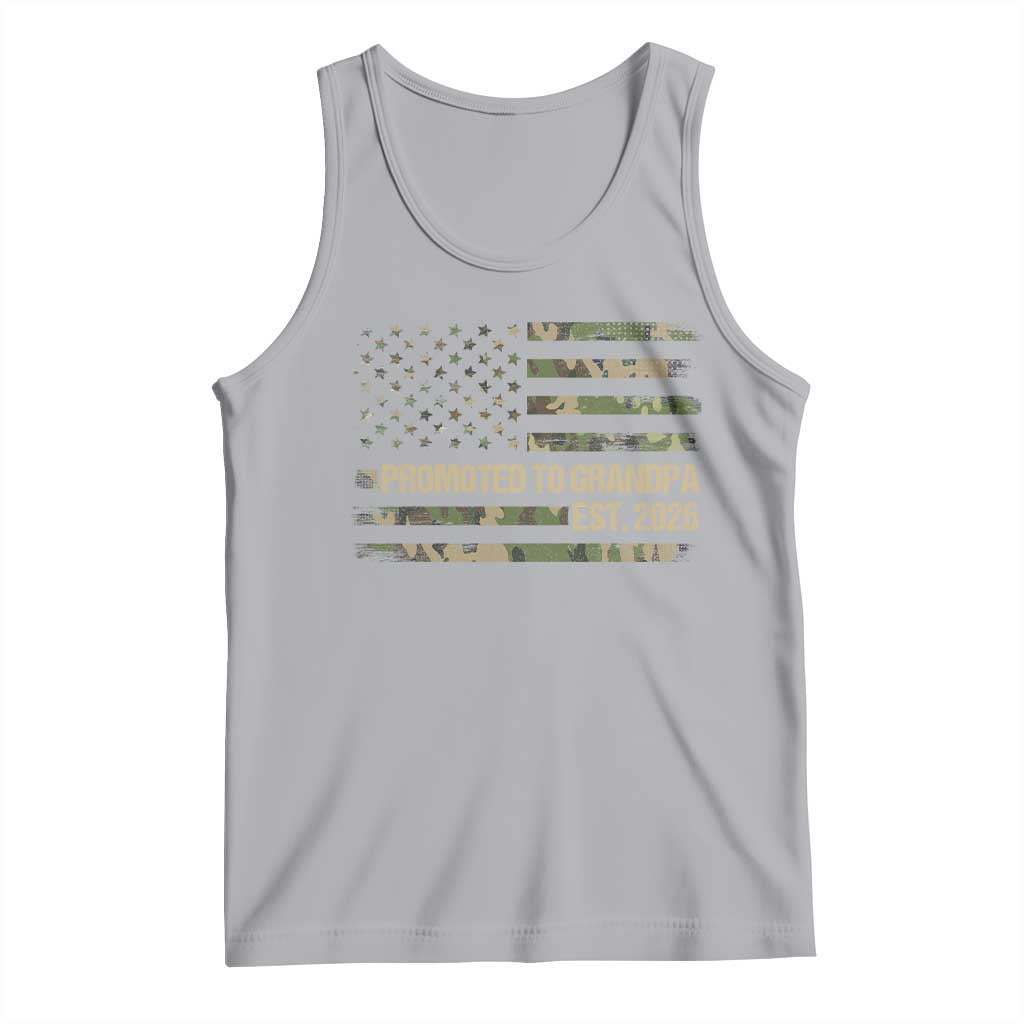 Promoted To Grandpa Est. 2026 Tank Top Retro Camo American Flag TS10 Athletic Heather Print Your Wear