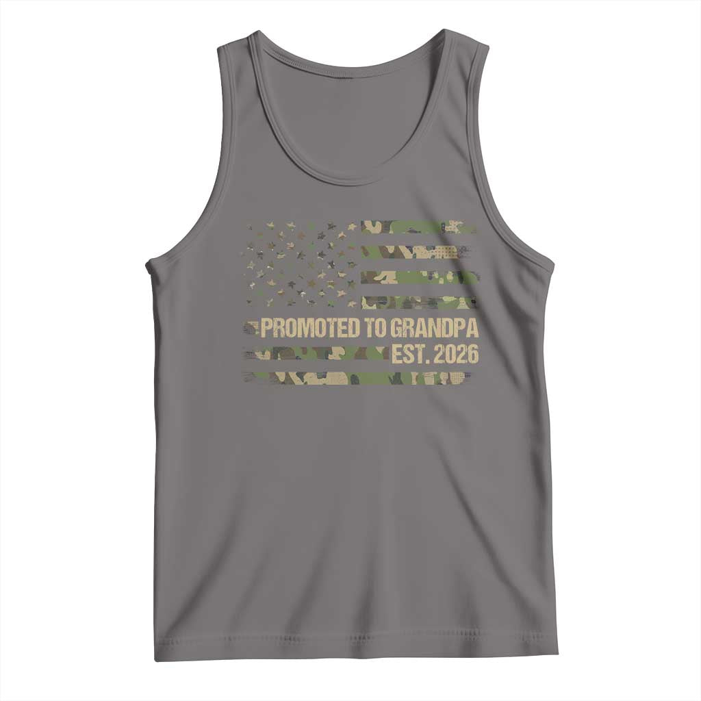Promoted To Grandpa Est. 2026 Tank Top Retro Camo American Flag TS10 Deep Heather Print Your Wear