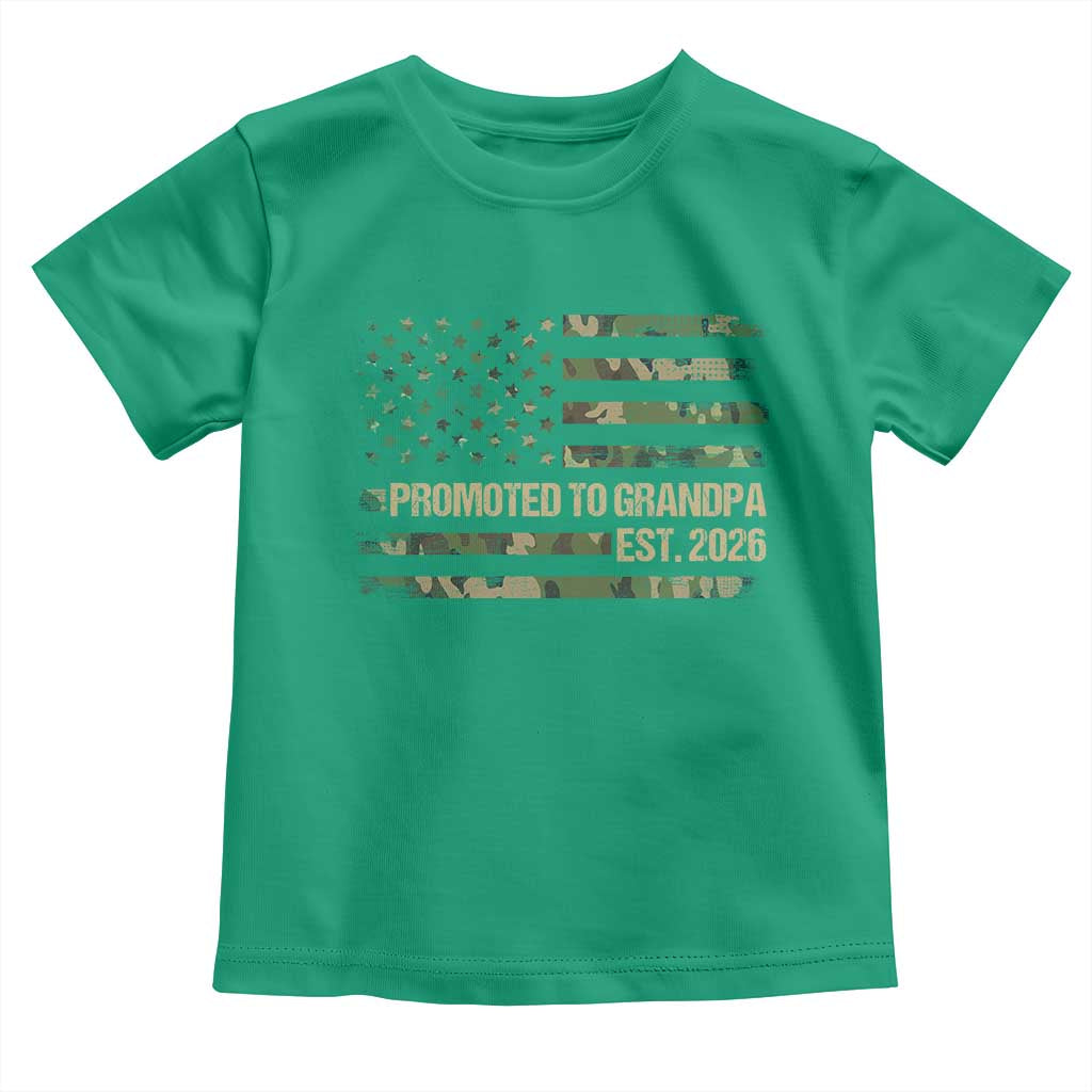 Promoted To Grandpa Est. 2026 Toddler T Shirt Retro Camo American Flag TS10 Irish Green Print Your Wear