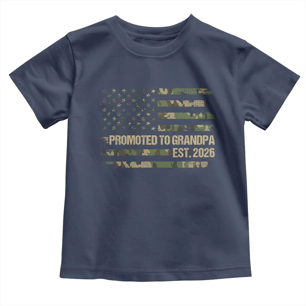 Promoted To Grandpa Est. 2026 Toddler T Shirt Retro Camo American Flag TS10 Navy Print Your Wear