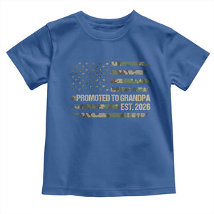 Promoted To Grandpa Est. 2026 Toddler T Shirt Retro Camo American Flag TS10 Royal Blue Print Your Wear
