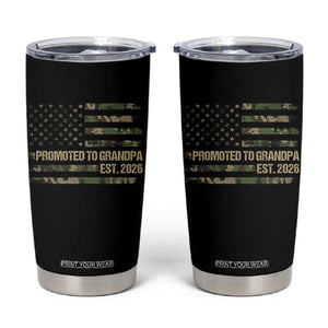 Promoted To Grandpa Est. 2026 Tumbler Cup Retro Camo American Flag TS10 Black Print Your Wear