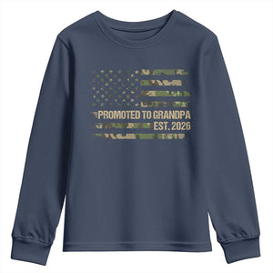 Promoted To Grandpa Est. 2026 Youth Sweatshirt Retro Camo American Flag TS10 Navy Print Your Wear