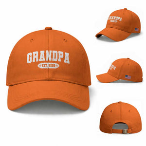 Grandpa Est 2026 Baseball Cap Promoted To Grandpa Paternity Fathers Day TS10 Baseball Cap Universal Fit Orange Print Your Wear