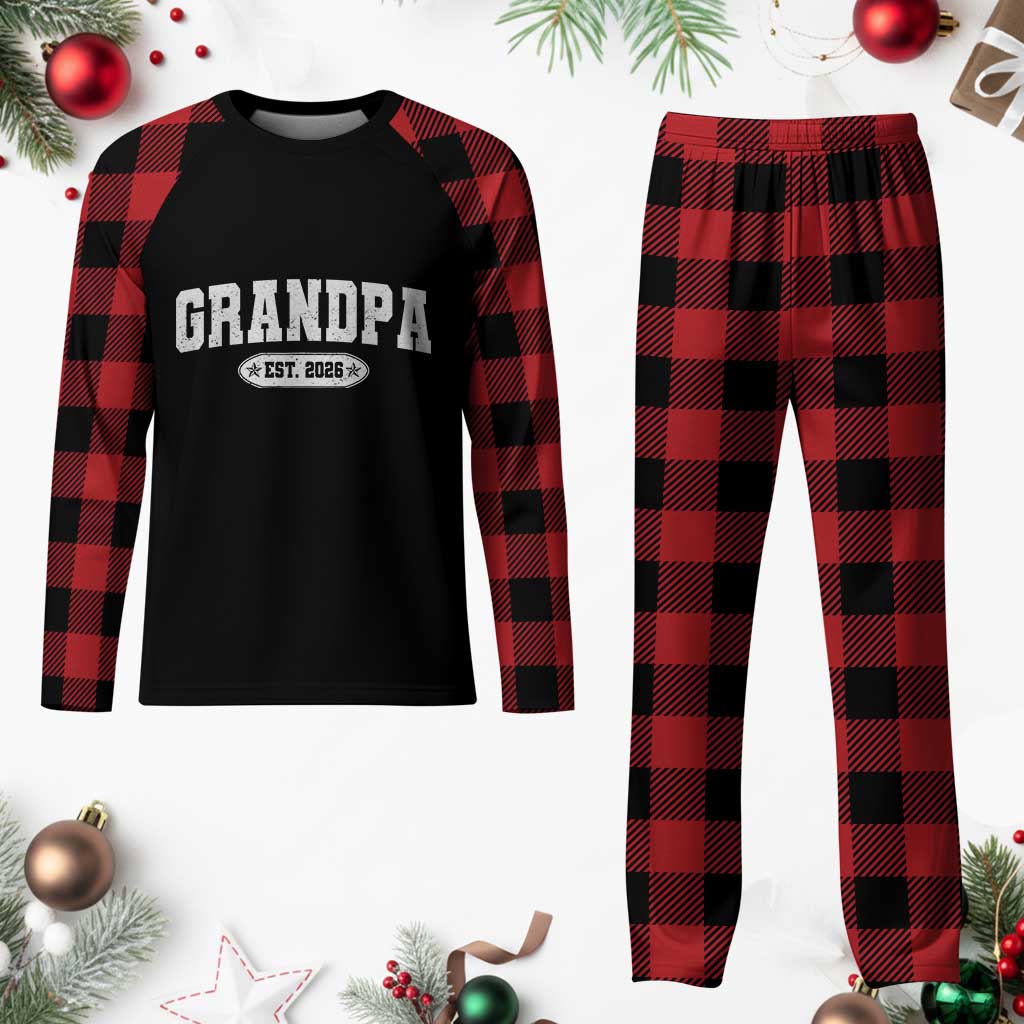 Grandpa Est 2026 Plaid Pajama Set Promoted To Grandpa Paternity Fathers Day TS10 Buffalo Plaid Print Your Wear