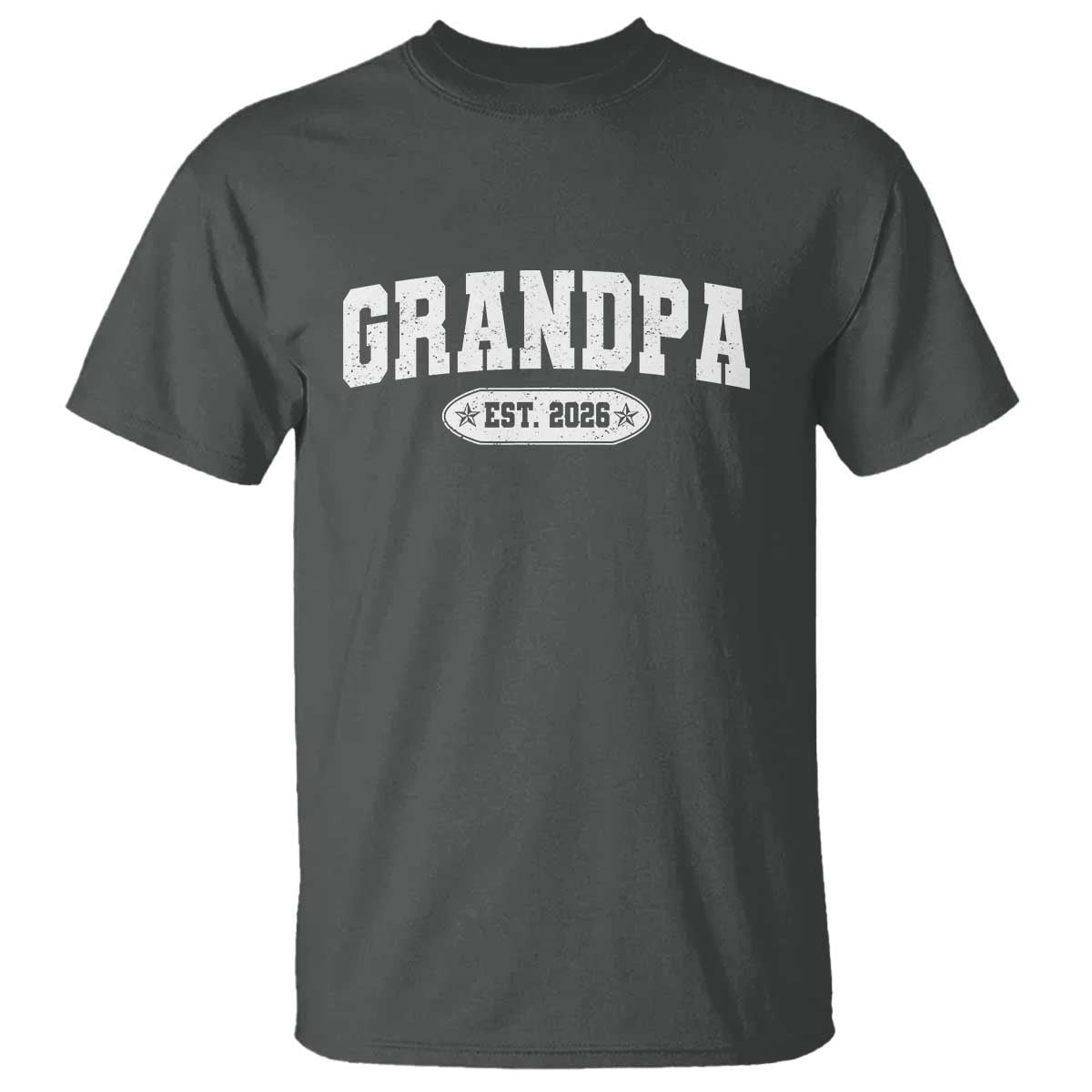 Grandpa Est 2026 T Shirt Promoted To Grandpa Paternity Fathers Day TS10 Dark Heather Print Your Wear
