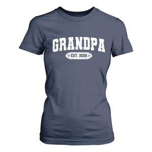 Grandpa Est 2026 T Shirt For Women Promoted To Grandpa Paternity Fathers Day TS10 Navy Print Your Wear