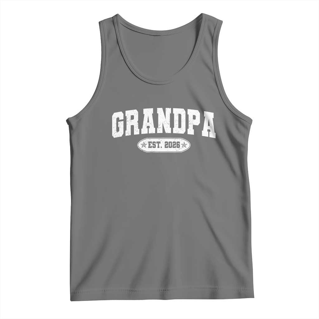 Grandpa Est 2026 Tank Top Promoted To Grandpa Paternity Fathers Day TS10 Black Heather Print Your Wear