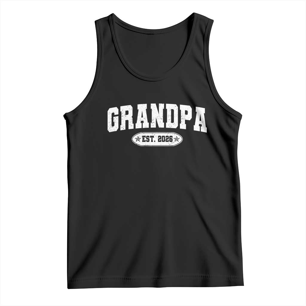 Grandpa Est 2026 Tank Top Promoted To Grandpa Paternity Fathers Day TS10 Black Print Your Wear