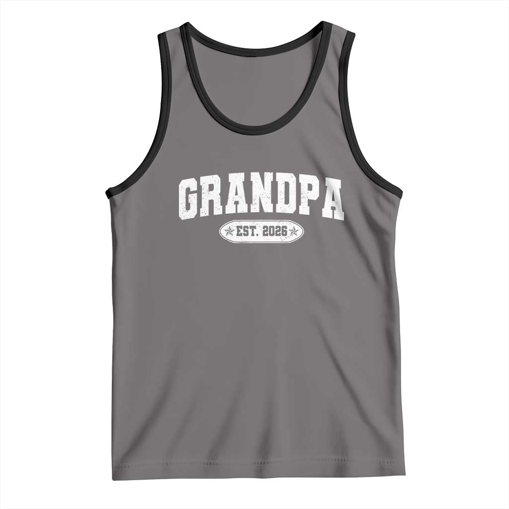 Grandpa Est 2026 Tank Top Promoted To Grandpa Paternity Fathers Day TS10 Deep Heather Black Print Your Wear
