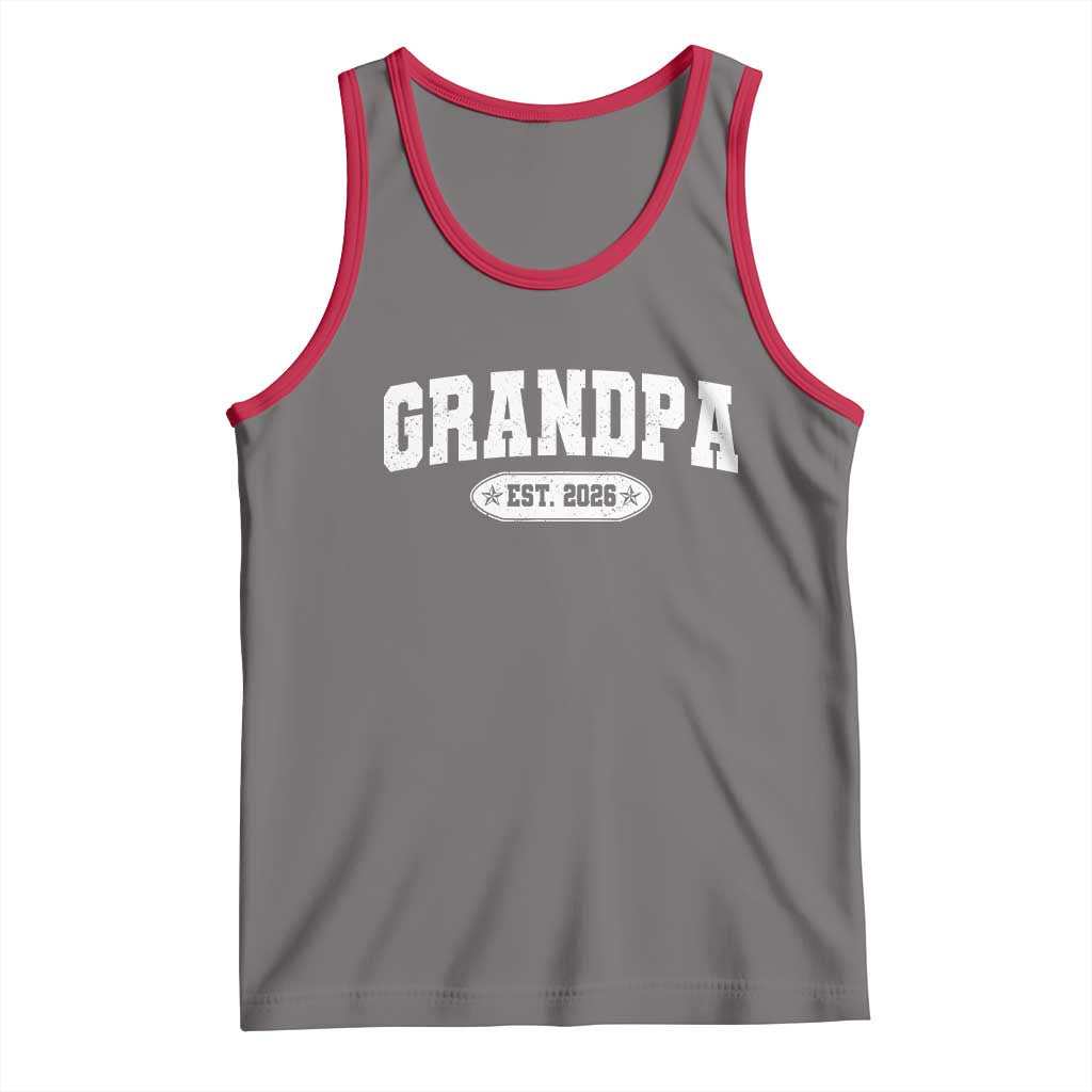 Grandpa Est 2026 Tank Top Promoted To Grandpa Paternity Fathers Day TS10 Deep Heather Red Print Your Wear