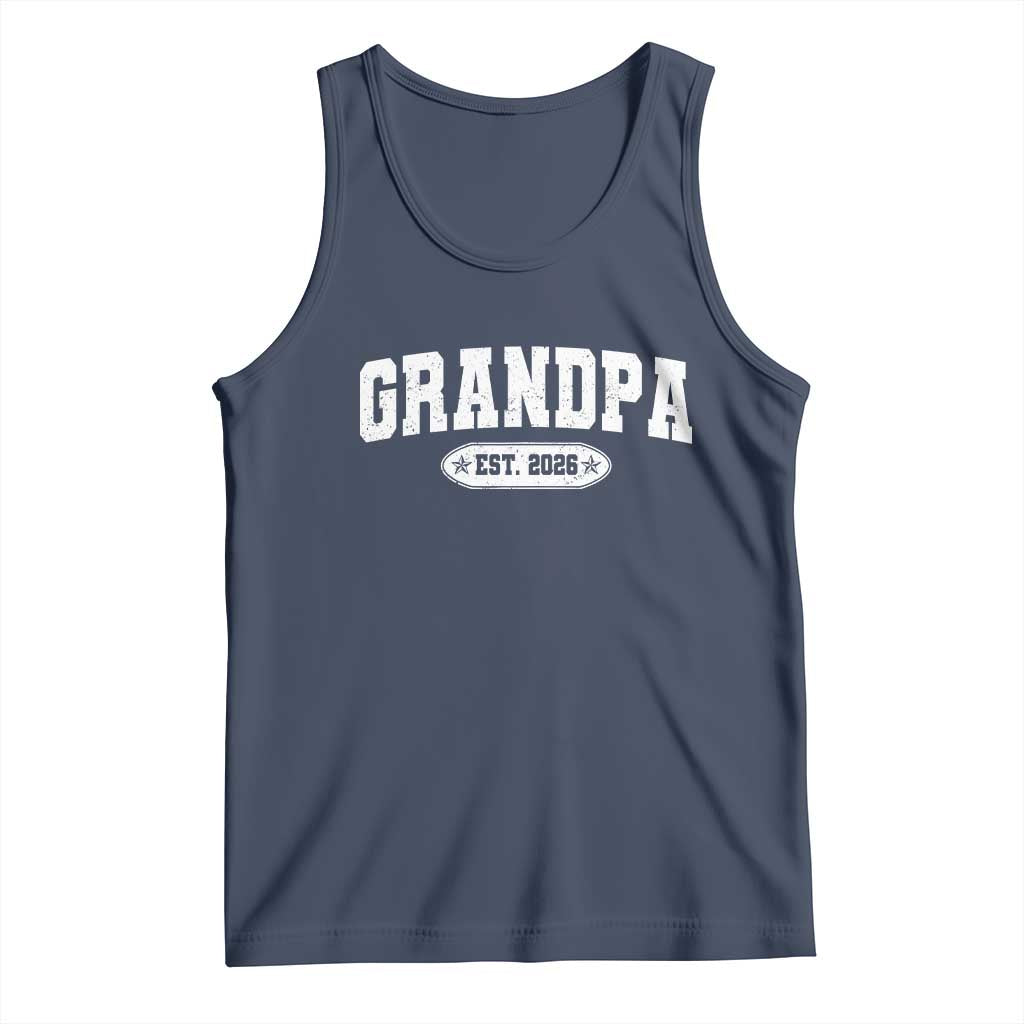 Grandpa Est 2026 Tank Top Promoted To Grandpa Paternity Fathers Day TS10 Navy Print Your Wear