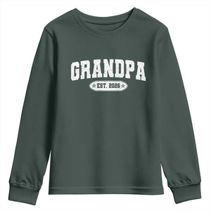 Grandpa Est 2026 Youth Sweatshirt Promoted To Grandpa Paternity Fathers Day TS10 Dark Forest Green Print Your Wear