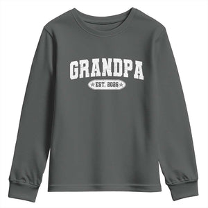Grandpa Est 2026 Youth Sweatshirt Promoted To Grandpa Paternity Fathers Day TS10 Dark Heather Print Your Wear