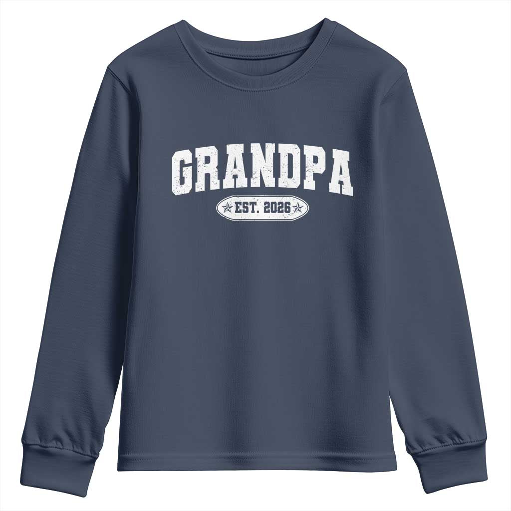 Grandpa Est 2026 Youth Sweatshirt Promoted To Grandpa Paternity Fathers Day TS10 Navy Print Your Wear