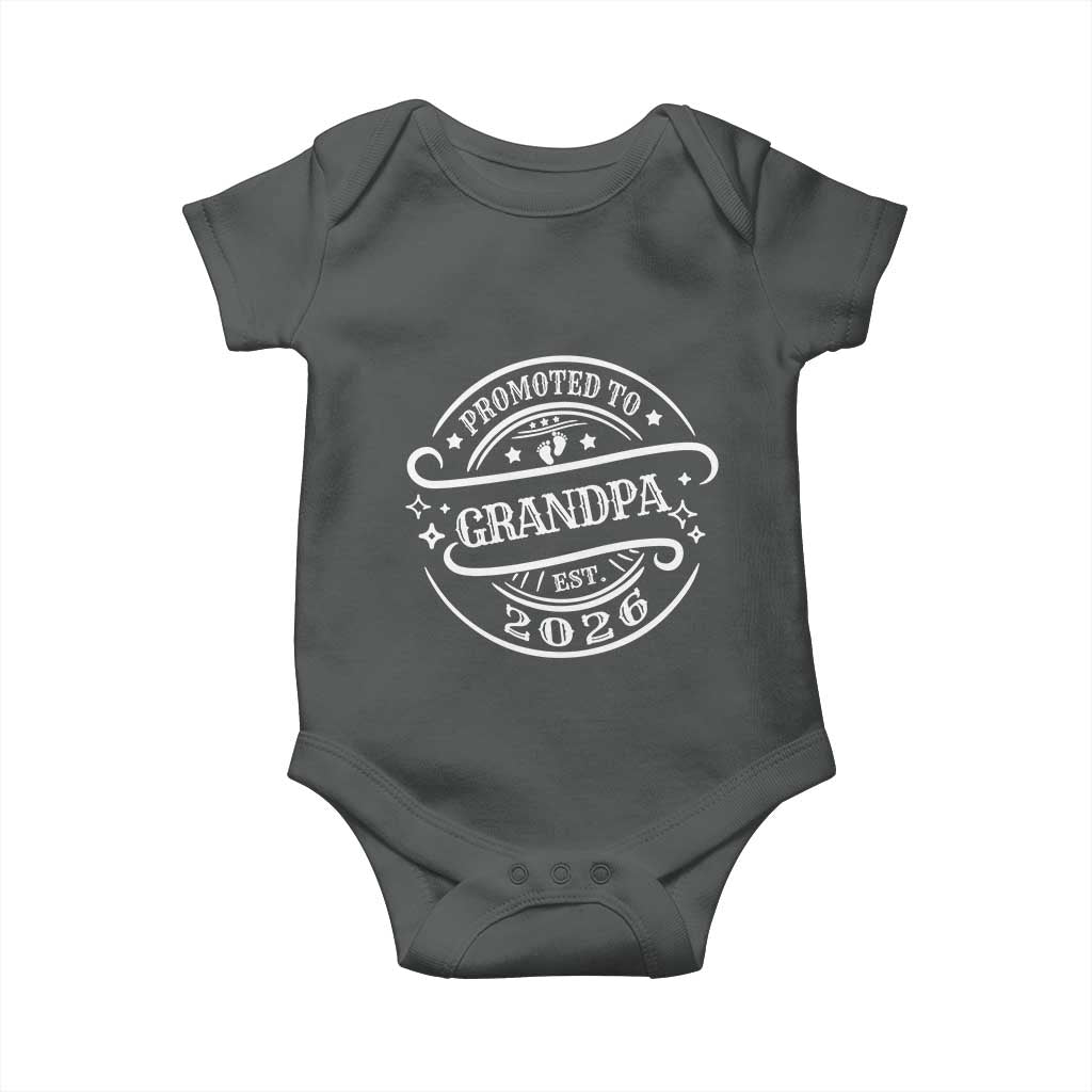 Promoted To Grandpa Est. 2026 Baby Onesie Grandparents Baby Announcement Fathers Day TS10 Dark Heather Print Your Wear