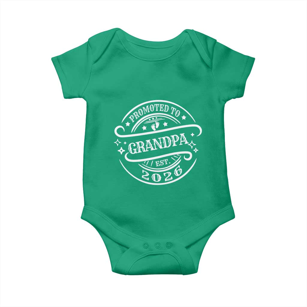 Promoted To Grandpa Est. 2026 Baby Onesie Grandparents Baby Announcement Fathers Day TS10 Irish Green Print Your Wear