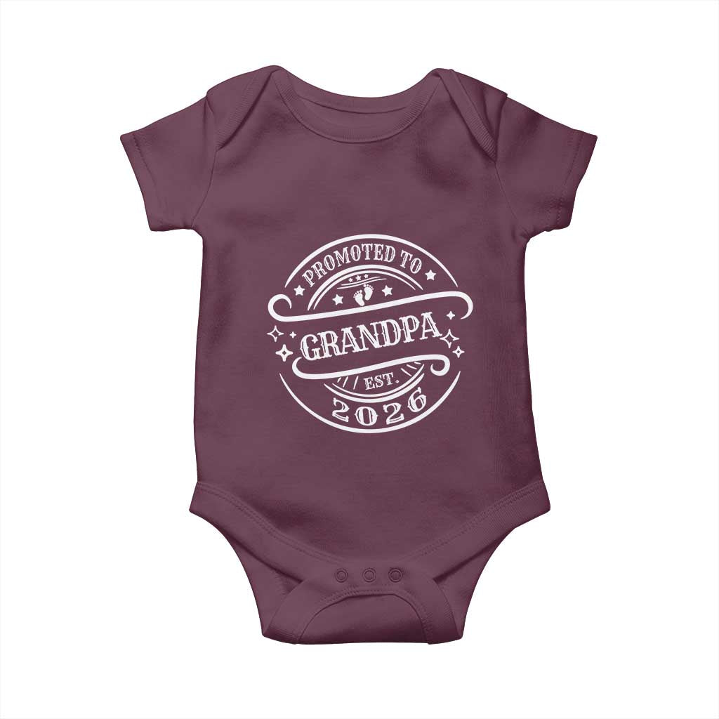 Promoted To Grandpa Est. 2026 Baby Onesie Grandparents Baby Announcement Fathers Day TS10 Maroon Print Your Wear