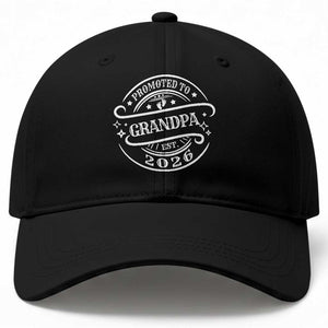 Promoted To Grandpa Est. 2026 Baseball Cap Grandparents Baby Announcement Fathers Day TS10 Print Your Wear