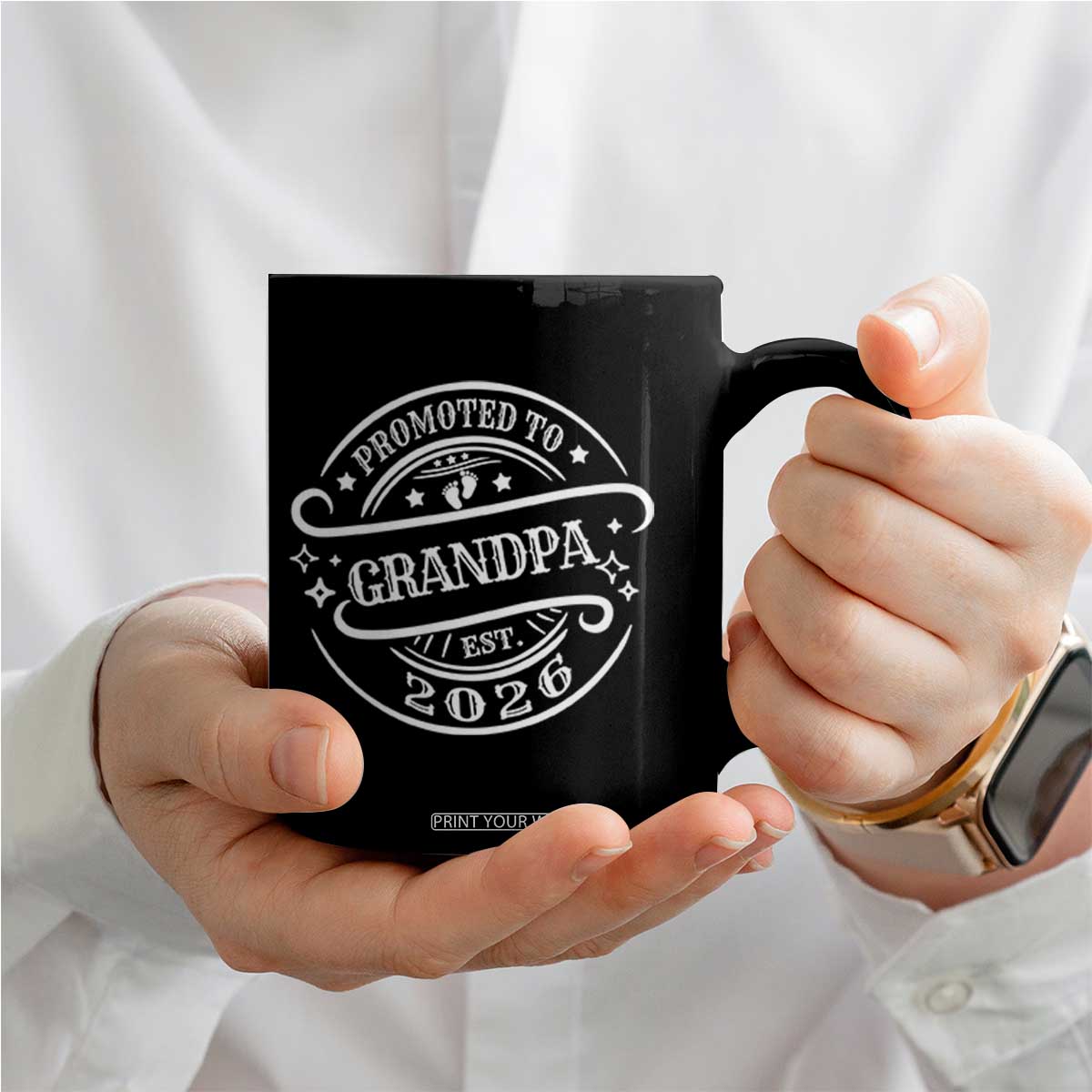 Promoted To Grandpa Est. 2026 Coffee Mug Grandparents Baby Announcement Fathers Day TS10 Print Your Wear