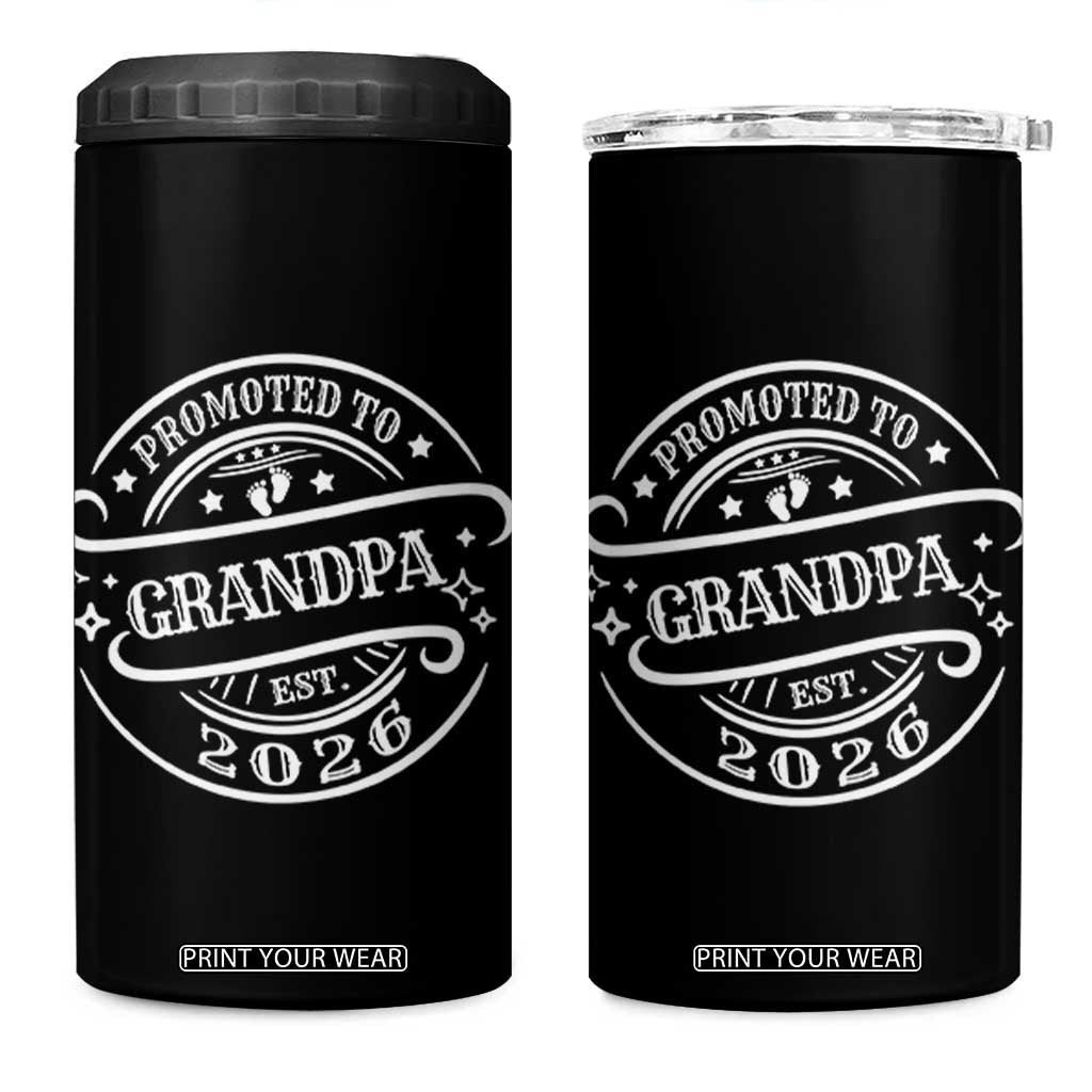 Promoted To Grandpa Est. 2026 4 in 1 Can Cooler Tumbler Grandparents Baby Announcement Fathers Day TS10 One Size: 16 oz Black Print Your Wear