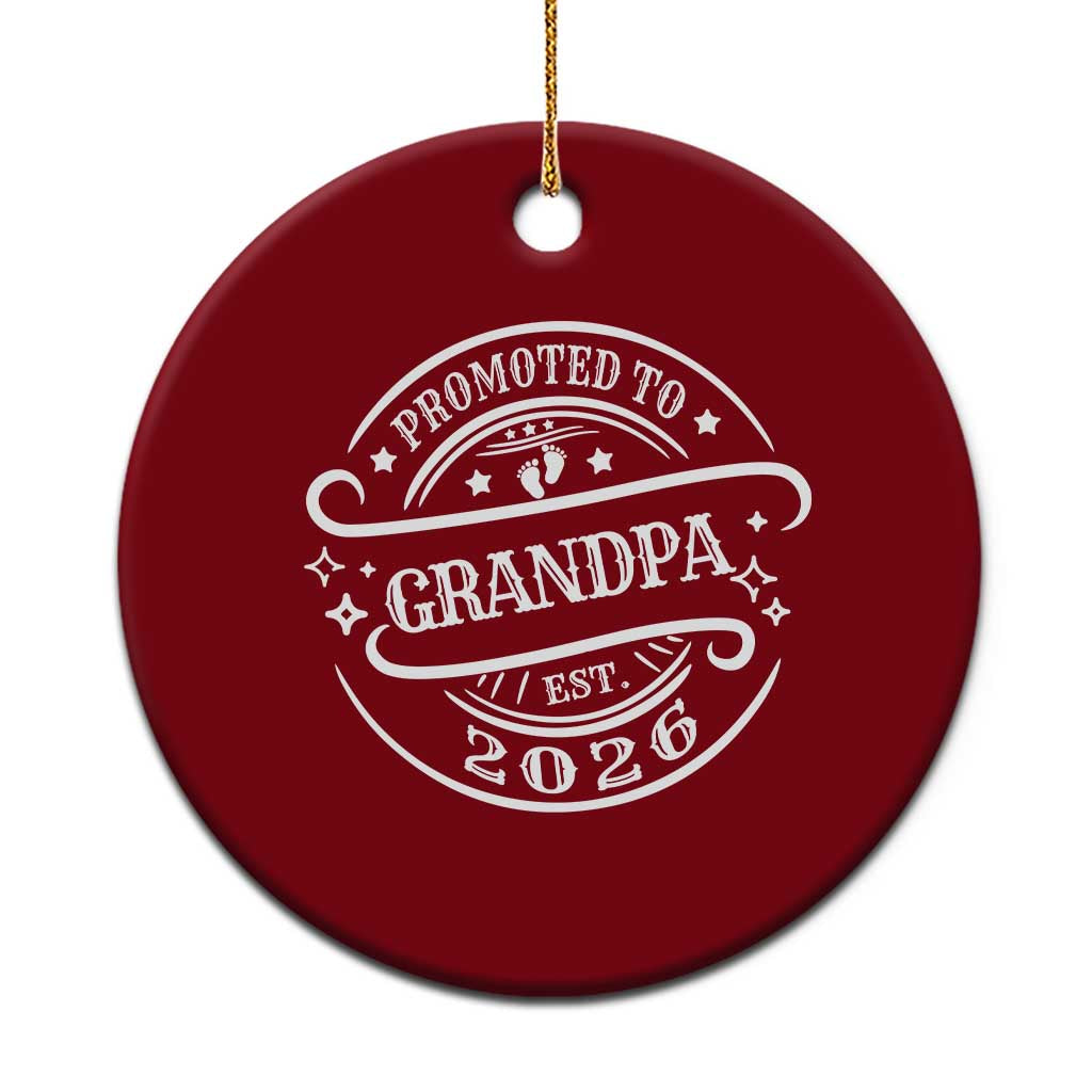 Promoted To Grandpa Est. 2026 Ceramic Ornament Grandparents Baby Announcement Fathers Day TS10 1pc Red Print Your Wear