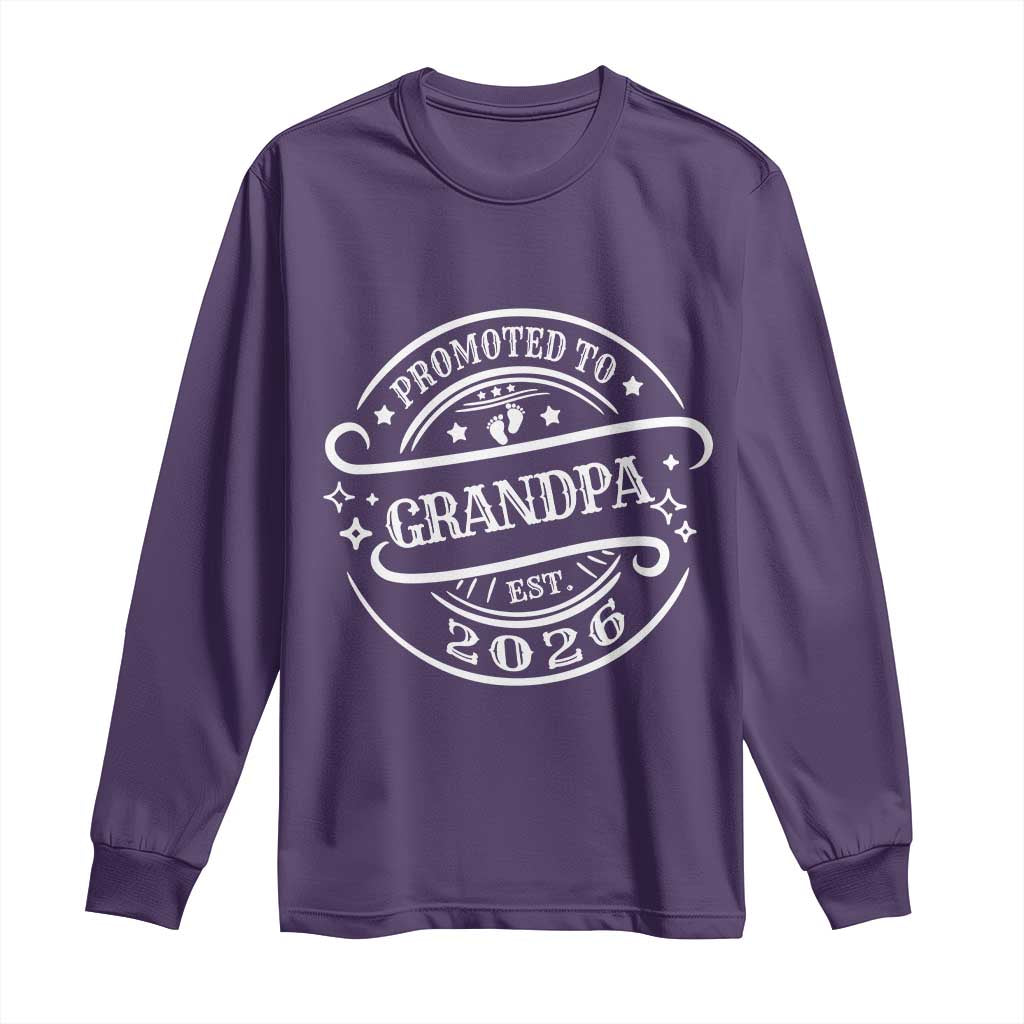 Promoted To Grandpa Est. 2026 Long Sleeve Shirt Grandparents Baby Announcement Fathers Day TS10 Purple Print Your Wear