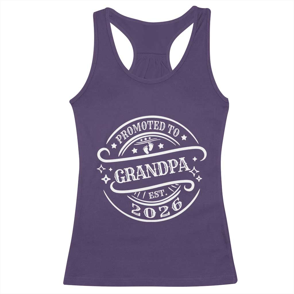Promoted To Grandpa Est. 2026 Racerback Tank Top Grandparents Baby Announcement Fathers Day TS10 Purple Print Your Wear