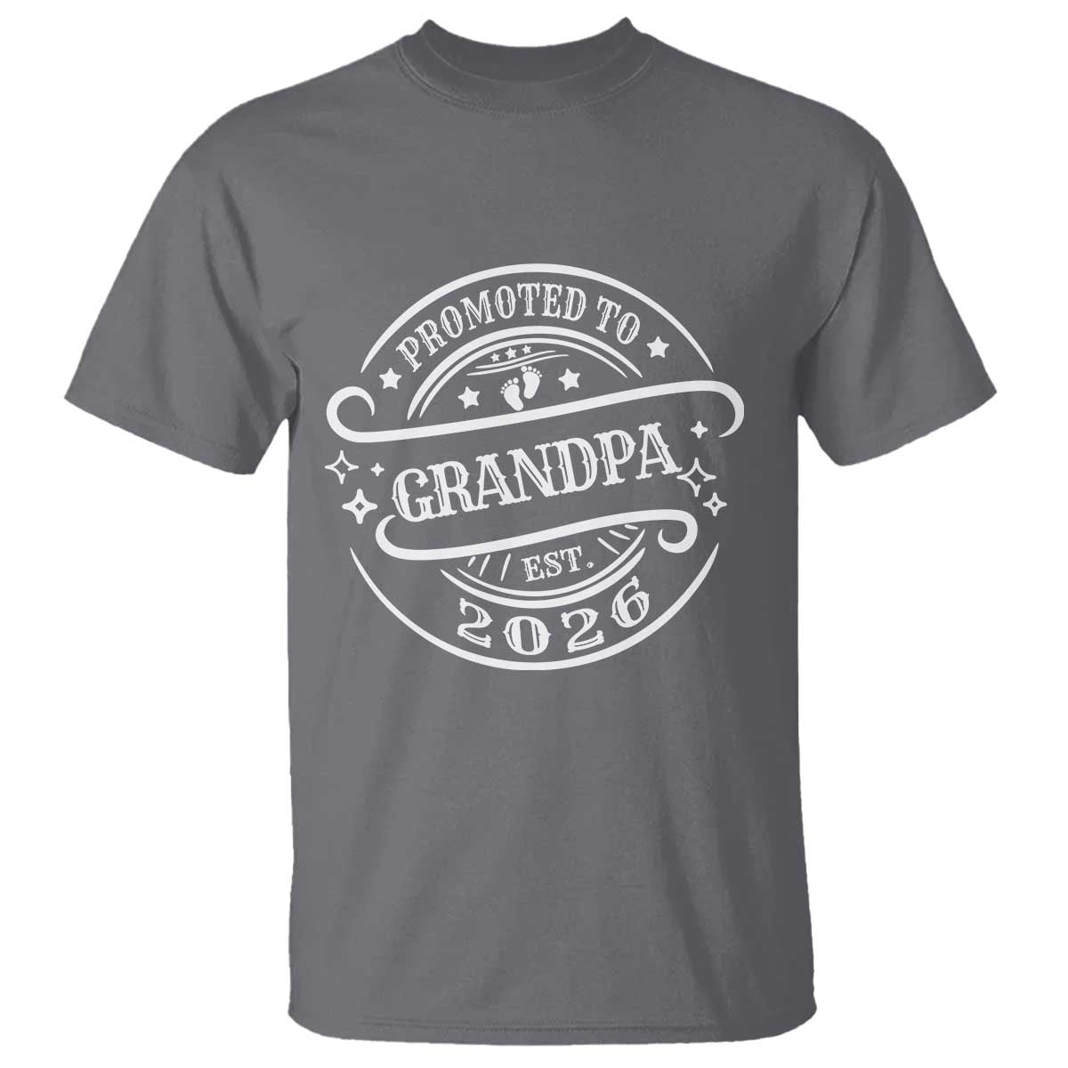 Promoted To Grandpa Est. 2026 T Shirt Grandparents Baby Announcement Fathers Day TS10 Charcoal Print Your Wear
