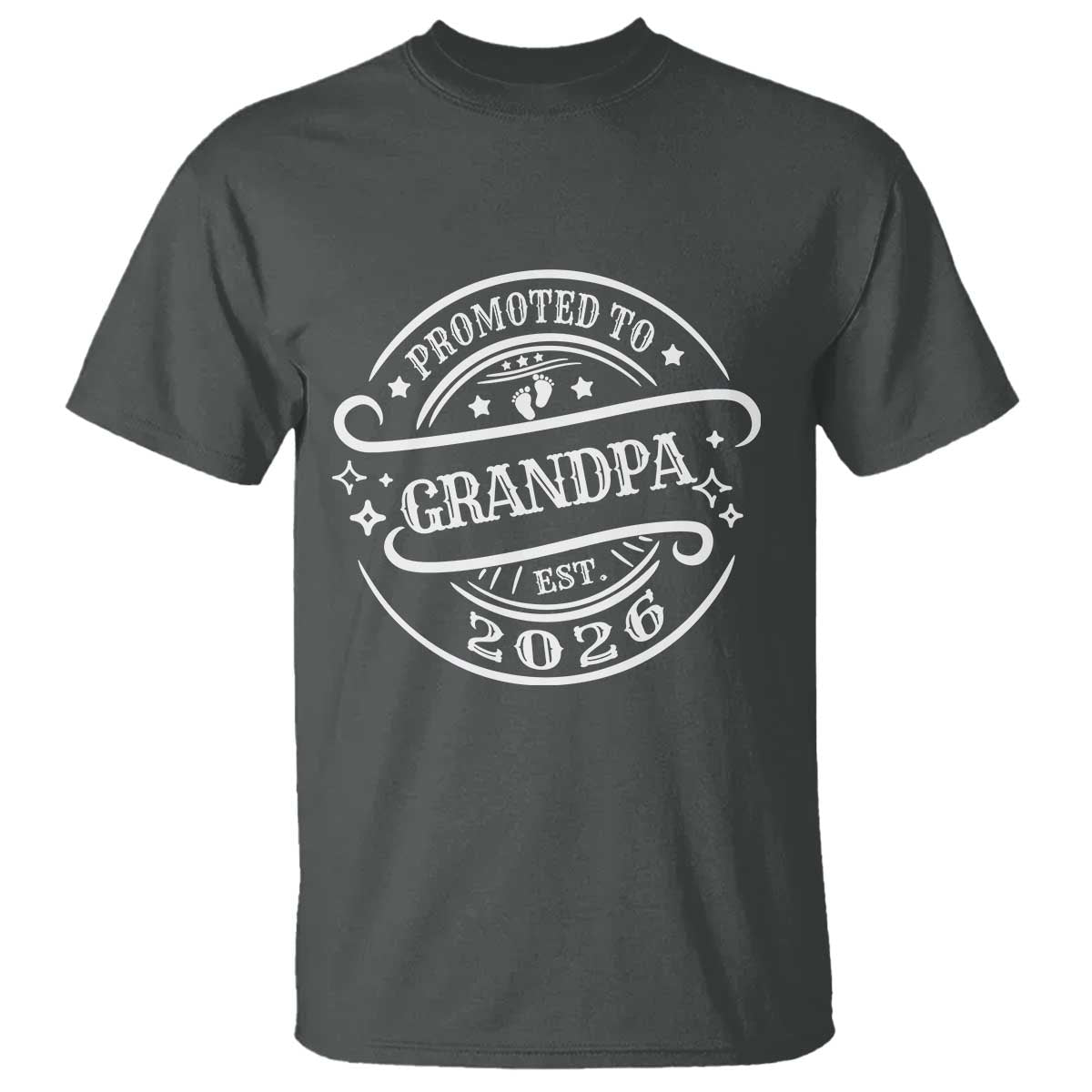 Promoted To Grandpa Est. 2026 T Shirt Grandparents Baby Announcement Fathers Day TS10 Dark Heather Print Your Wear