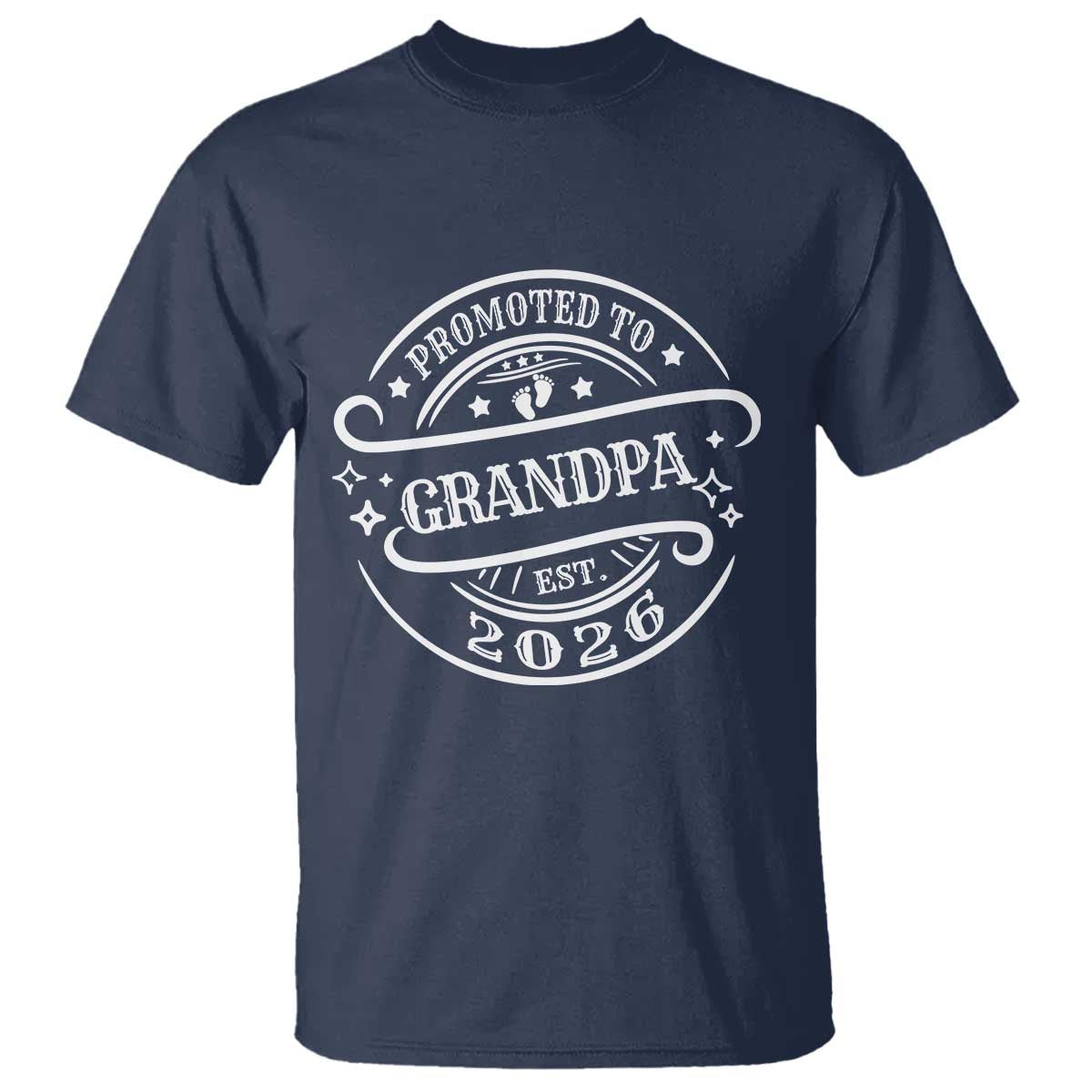 Promoted To Grandpa Est. 2026 T Shirt Grandparents Baby Announcement Fathers Day TS10 Navy Print Your Wear