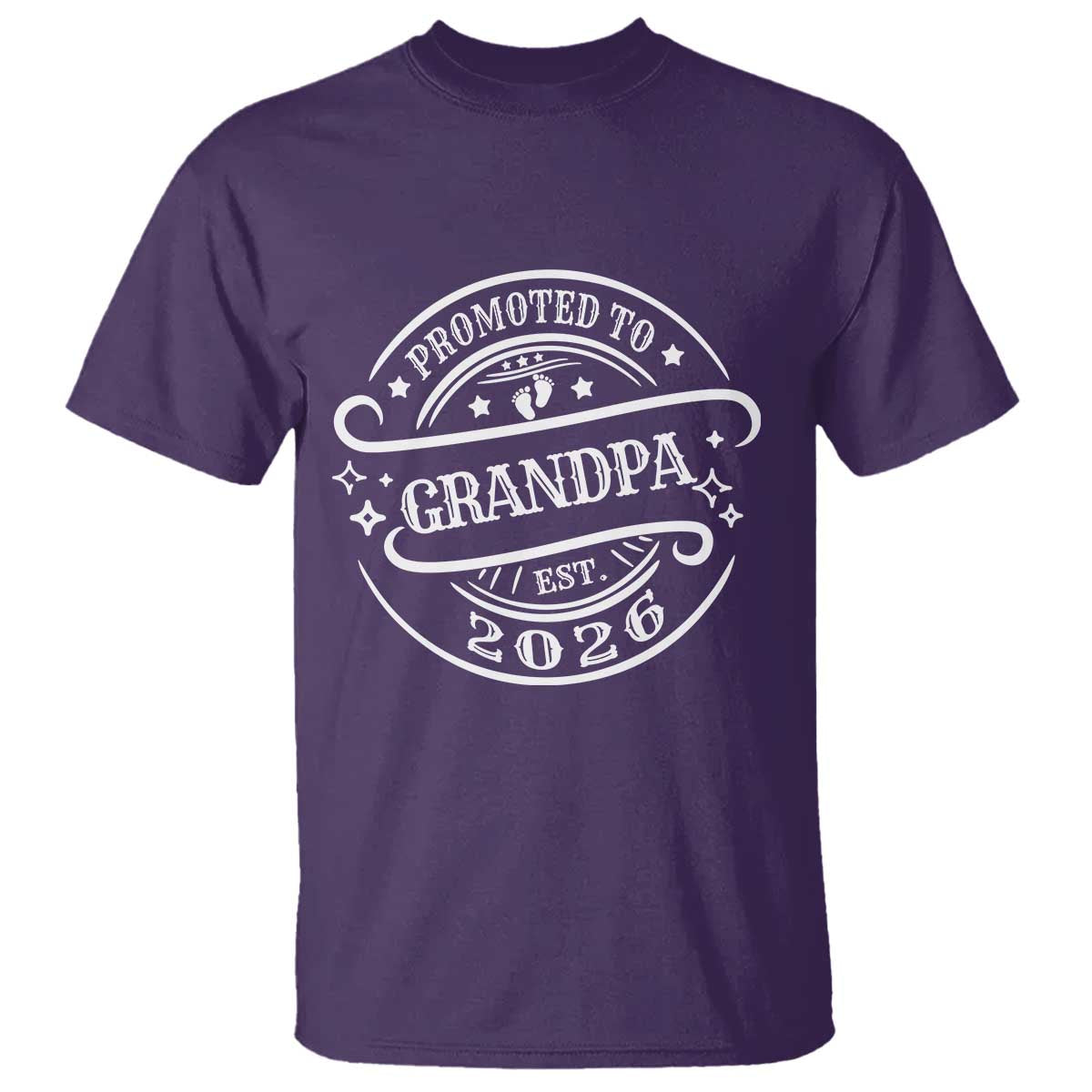 Promoted To Grandpa Est. 2026 T Shirt Grandparents Baby Announcement Fathers Day TS10 Purple Print Your Wear