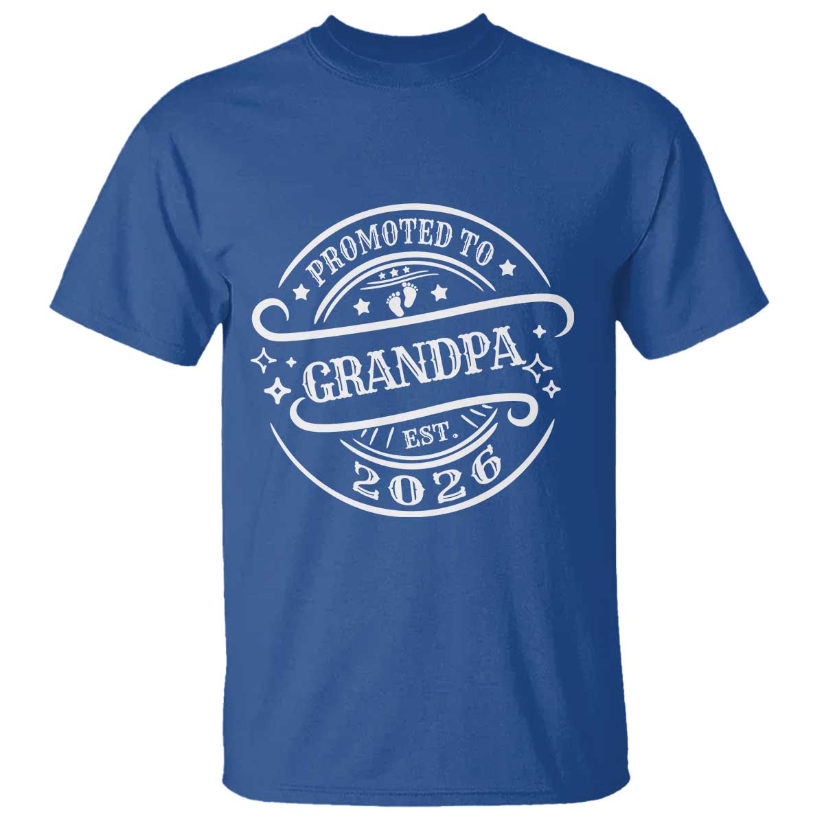 Promoted To Grandpa Est. 2026 T Shirt Grandparents Baby Announcement Fathers Day TS10 Royal Blue Print Your Wear