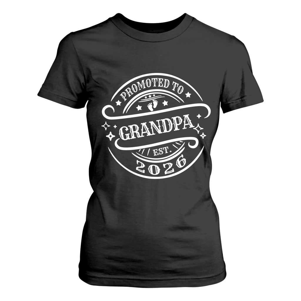 Promoted To Grandpa Est. 2026 T Shirt For Women Grandparents Baby Announcement Fathers Day TS10 Black Print Your Wear