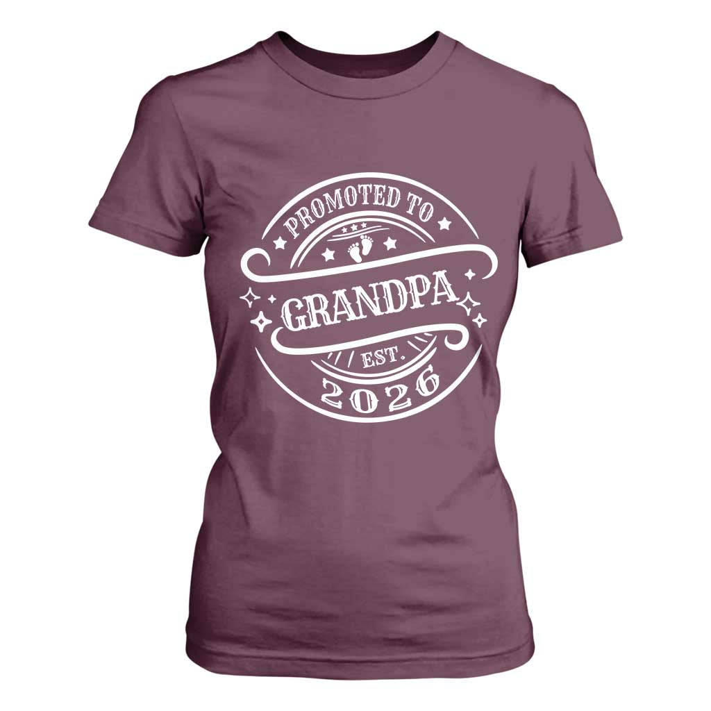 Promoted To Grandpa Est. 2026 T Shirt For Women Grandparents Baby Announcement Fathers Day TS10 Maroon Print Your Wear