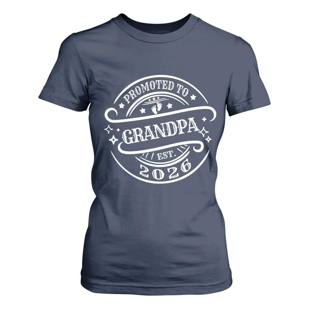 Promoted To Grandpa Est. 2026 T Shirt For Women Grandparents Baby Announcement Fathers Day TS10 Navy Print Your Wear
