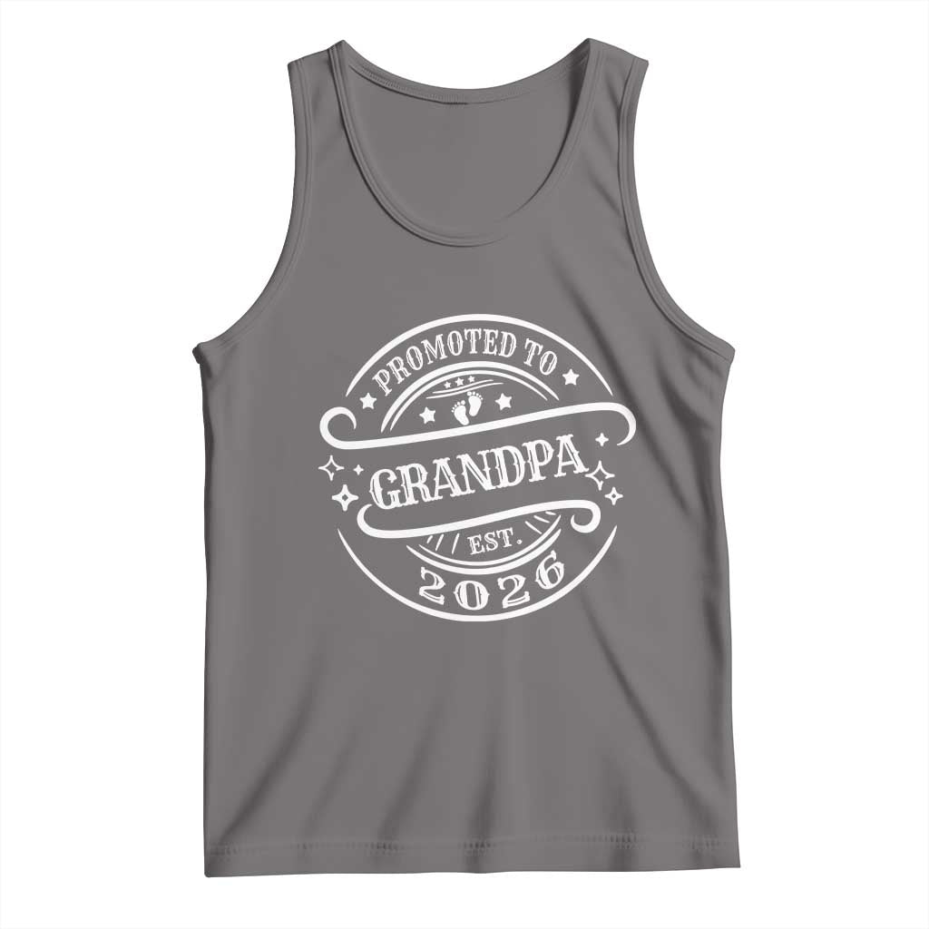 Promoted To Grandpa Est. 2026 Tank Top Grandparents Baby Announcement Fathers Day TS10 Deep Heather Print Your Wear