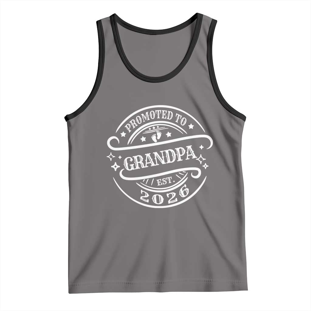 Promoted To Grandpa Est. 2026 Tank Top Grandparents Baby Announcement Fathers Day TS10 Deep Heather Black Print Your Wear