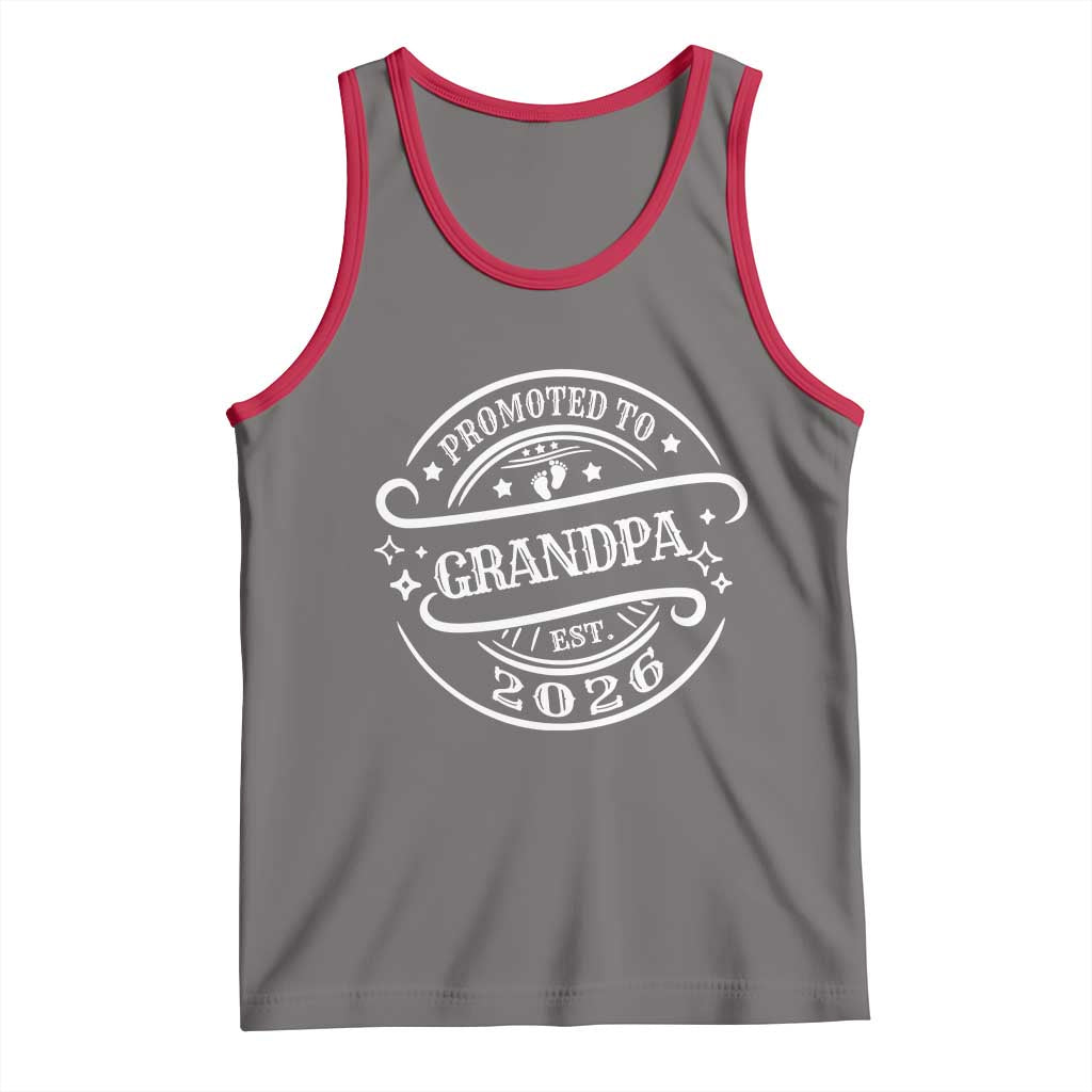 Promoted To Grandpa Est. 2026 Tank Top Grandparents Baby Announcement Fathers Day TS10 Deep Heather Red Print Your Wear