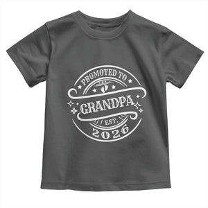 Promoted To Grandpa Est. 2026 Toddler T Shirt Grandparents Baby Announcement Fathers Day TS10 Dark Heather Print Your Wear